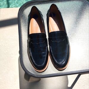 Franco Sarto patent leather penny loafers